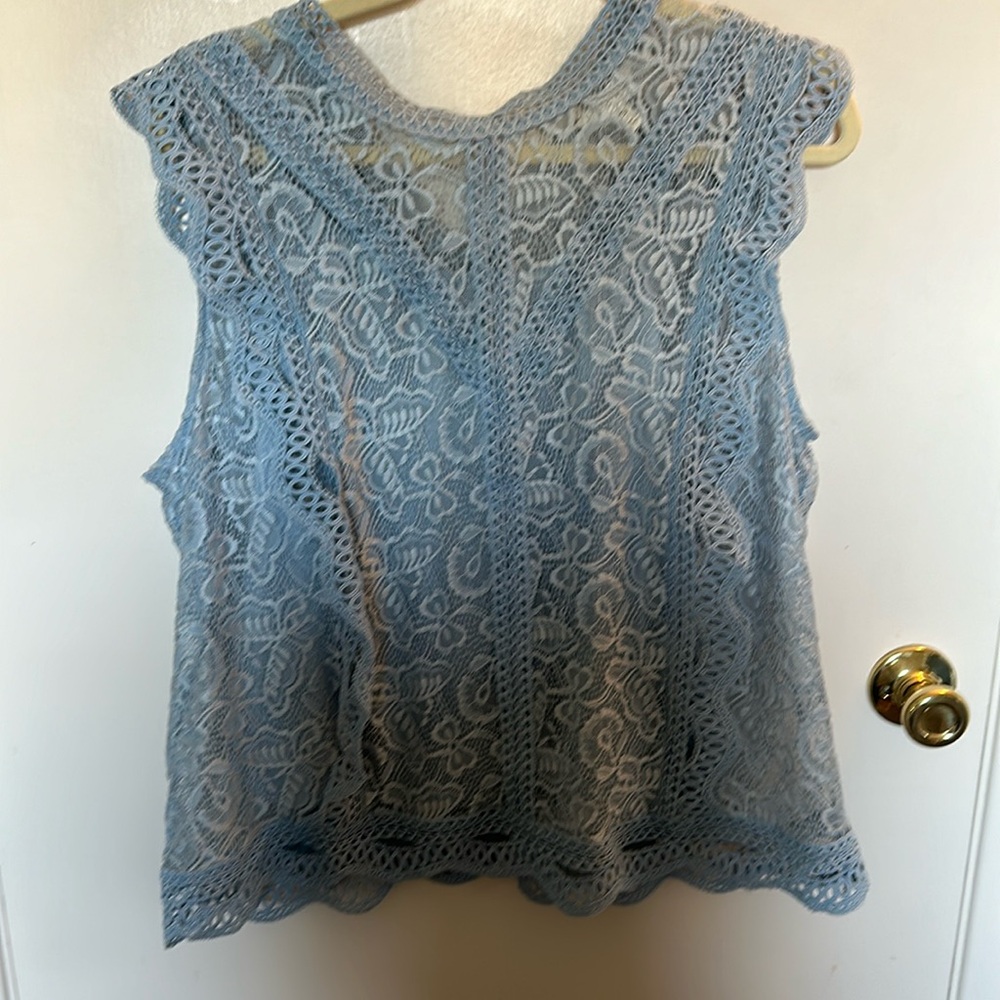 Blue lace blouse